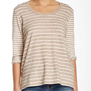 James Perse L college striped contrast tee shirt in great